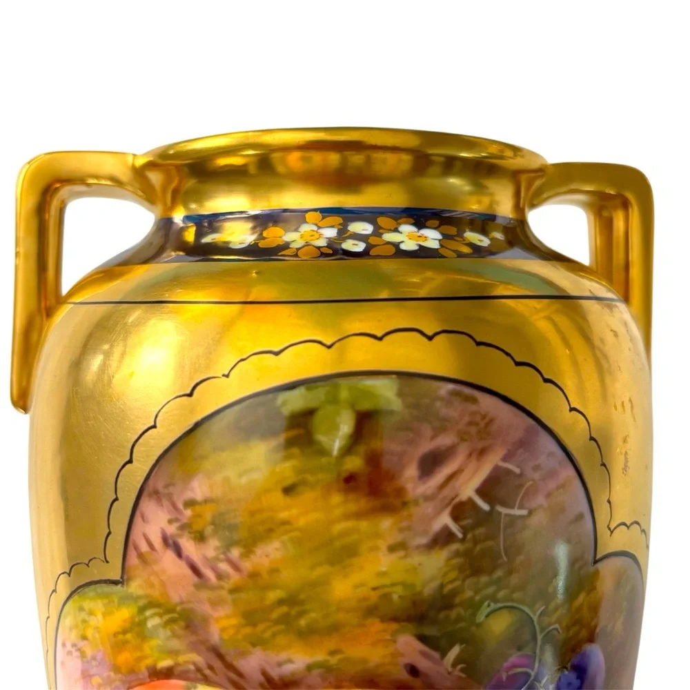Pickard Bone China Vase Hand Painted Both Sides of Vase Still Life with Fruits